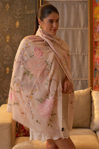 Eternal Blossom Embroidered Pure Cashmare Stole